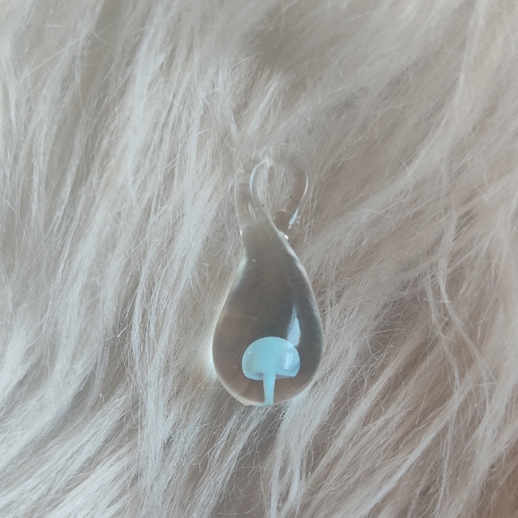 Jewelry - ⭐ 10/$10 Sale ⭐  Super Cute Baby Blue Glass Mushroom Necklace Pendant